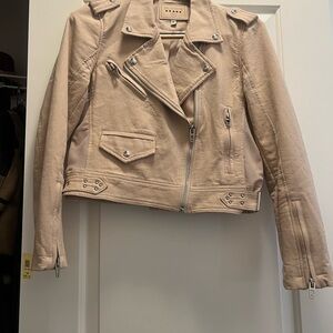 BLANKNYC Beige Canvas Moto Jacket M | Cotton Biker Utility Jacket